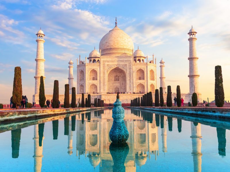 Taj Mahal sunrise view in Agra, Uttar Pradesh, India.